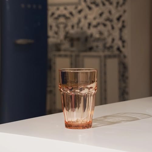 Stackable Tempered Glass Long Drink Glasses, 12.5 oz, Peach, Set of 6