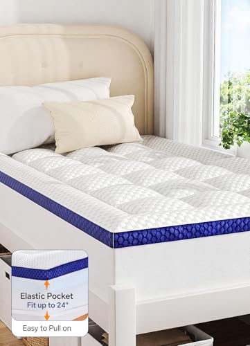 BEDELITE Twin XL Mattress Topper - 3" Cooling Bamboo Memory Foam Pad