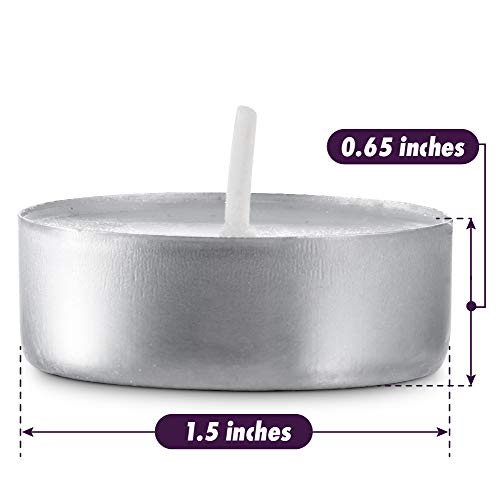 Unscented White Tea Light Candles 100 Pack - 4 Hour Burn, Dripless