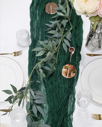 Herda 10 Pack 10ft Emerald Green Christmas Cheesecloth Table Runners - Wedding & Party Decor