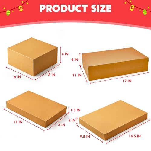 JOYIN 12PCS Christmas Brown Gift Boxes with Lids for Presents, 4"