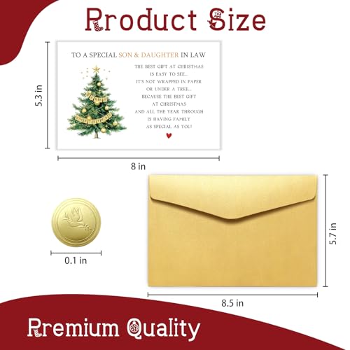 Goroar Christmas Card for Son & Daughter-in-Law 2023 - From Parents, Premium Matte Finish, Includes Envelope, #547