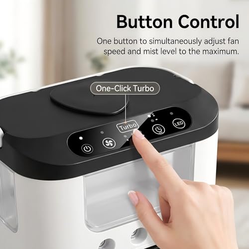 Portable Air Conditioner Fan, Mini Desktop Misting Fan with 3 Speeds and RGB Light