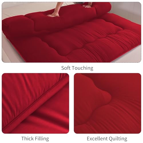 Queen Size Japanese Floor Mattress, Foldable Quilted Futon Bed
