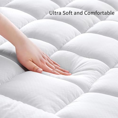 Queen Size Quilted Mattress Pad Cover - Deep Pocket, Ultra Soft