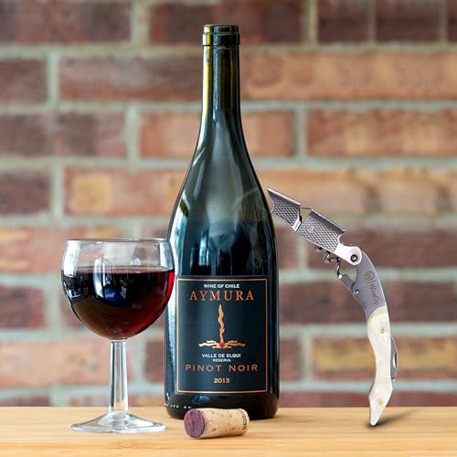 WineOp White Resin Double Hinged Waiter's Corkscrew Wine Opener - Professional Stainless Steel Bottle Key