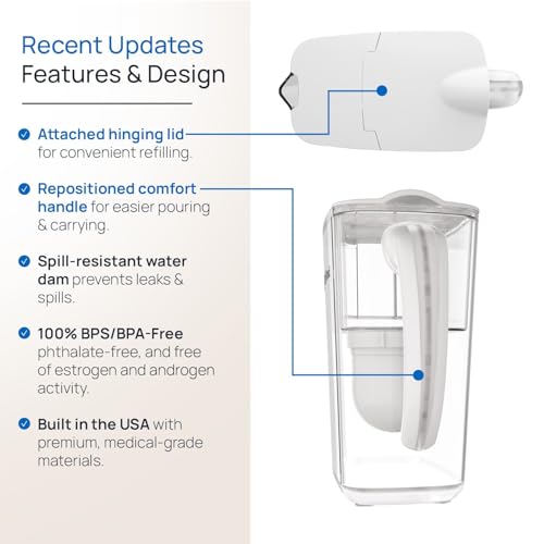 10-Cup Water Filter Pitcher - BPA-Free Water Purifier for Lead & Fluoride
