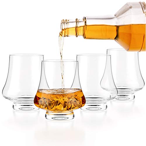 LUXBE Set of 4 Crystal Bourbon Whisky Glasses - 9oz Tasting Snifter Handcrafted