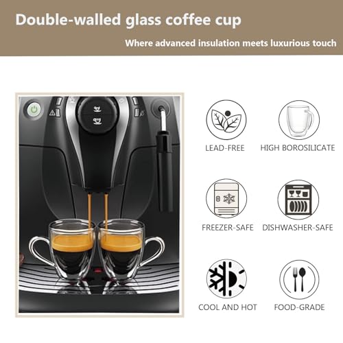 DINGPAI 4 Pack Double Wall Glass Coffee Mugs 8oz Borosilicate Insulated Cups