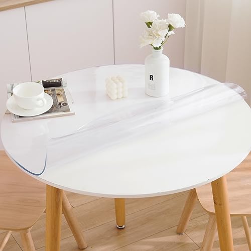 42-Inch Round Clear Table Protector, 1.5mm Thick Waterproof PVC Cover