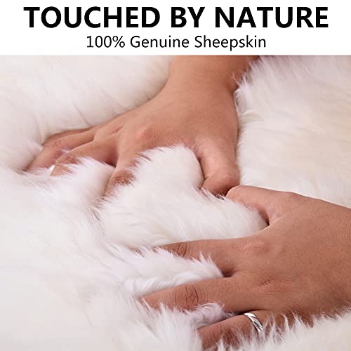 Genuine Sheepskin Chair Cushion, 18x18 Inch Non-Slip Wool Seat Pad, Ivory