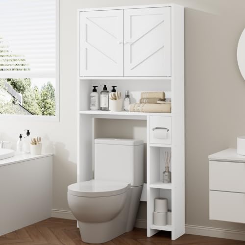 Freestanding Over-the-Toilet Storage Cabinet with Adjustable Shelves