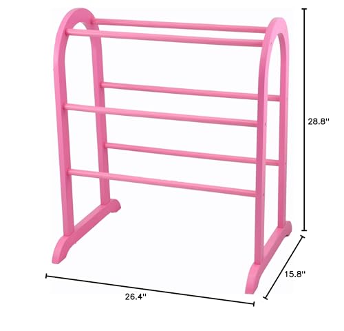 Wooden Quilt and Blanket Rack, 6-Tier Standing Storage Organizer
