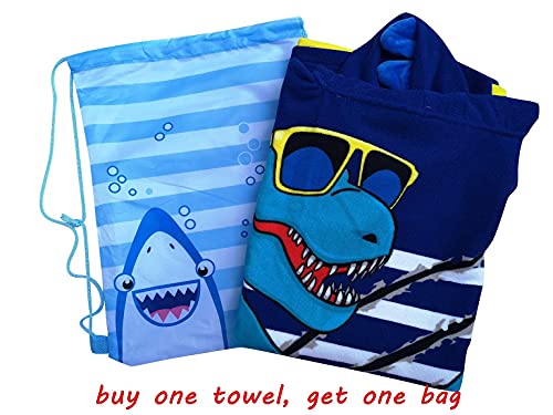 Kids Hooded Dinosaur Beach Towel – Soft Microfiber Bath Poncho Robe