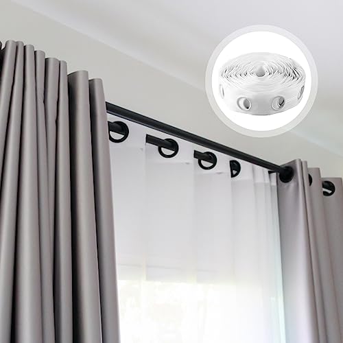 10m Curtain Heading Tape with 60 Grommets, 42mm Round Eyelet Header Strip