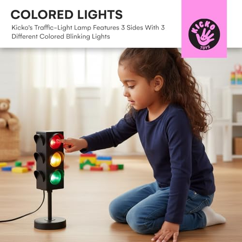 11-Inch Traffic Light Lamp - 4-Mode Color Changing LED Night Light for Kids