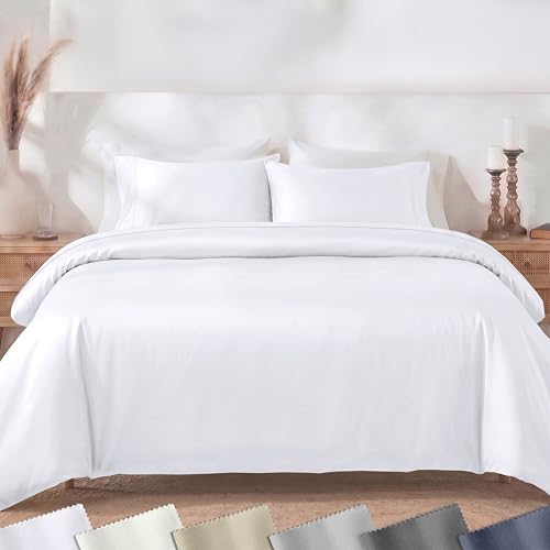 400 Thread Count 100% Cotton Sateen Full/Queen Duvet Cover Set, White