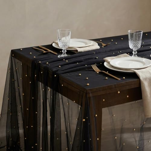 Horaldaily Black Pearl Tablecloth 60x104 Inch Rectangular - Durable Polyester Home Decor