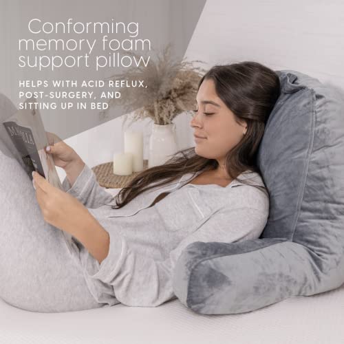 Shredded Memory Foam Reading Pillow with Arms - Adjustable Backrest Support