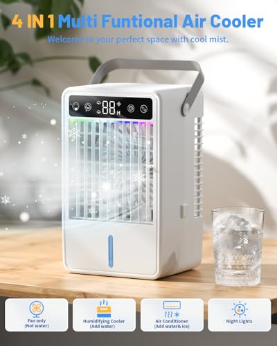 Portable Evaporative Air Cooler 4-in-1 Mini Air Conditioner with 1500ml Tank