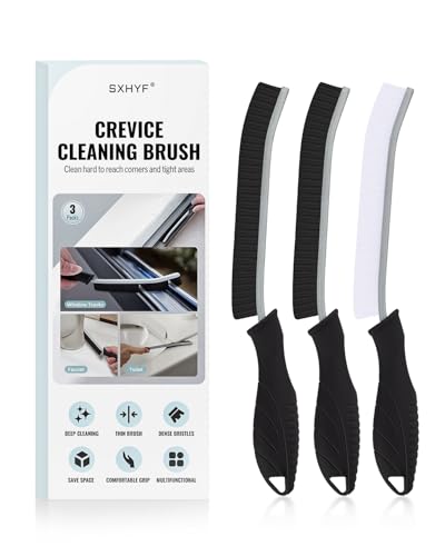 Hard Bristle Crevice Cleaning Brush Set for Tile Grout & Gaps (3 Pack)