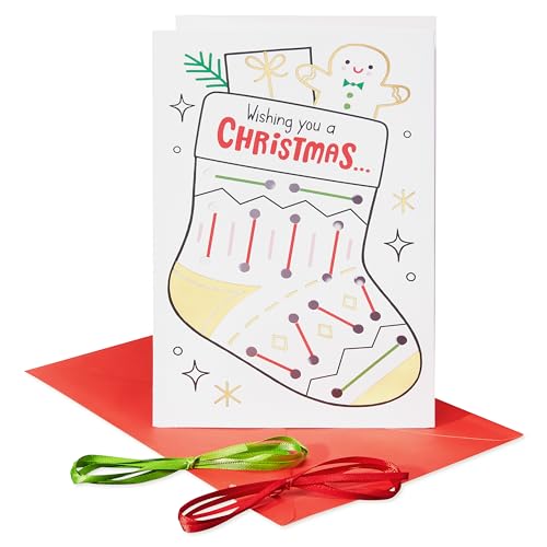American Greetings Christmas Coloring Card for Kids – Lace Up Stocking