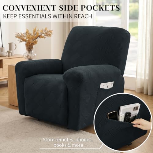 Stretch Recliner Cover with Pockets | Dark Gray, Machine Washable