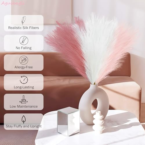 30pcs Faux Pampas Grass Stems, 21.6in Fluffy Artificial Floral Decor
