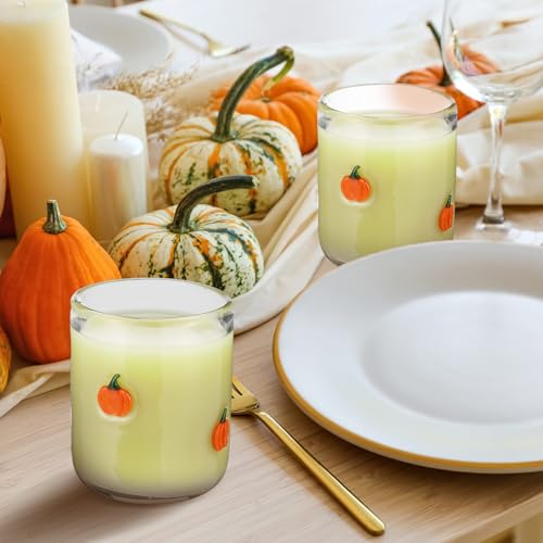 14oz Pumpkin Icon Stemless Glass Cups - Set of 2 Fall Holiday Drinkware
