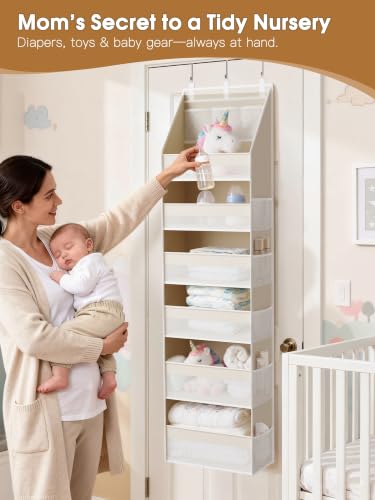 Criusia Over the Door Organizer 6-Shelf Hanging Closet Storage Beige
