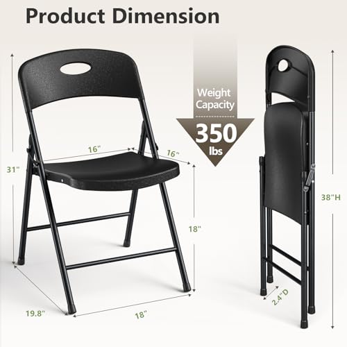 Heavy-Duty Folding Chairs - 2 Pack, Portable Metal Chairs for Indoor & Outdoor