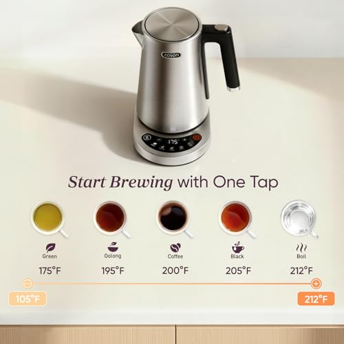 Cosori Stainless Steel Electric Kettle 1.8 Quarts with Temperature Control