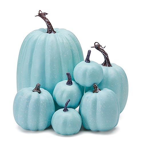 7-Piece Artificial Pumpkin Set for Fall Harvest and Halloween Decor
