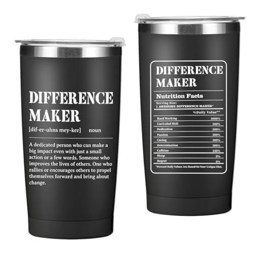 20oz Black Difference Maker Gift Insulated Water Bottle - Thank You Gift
