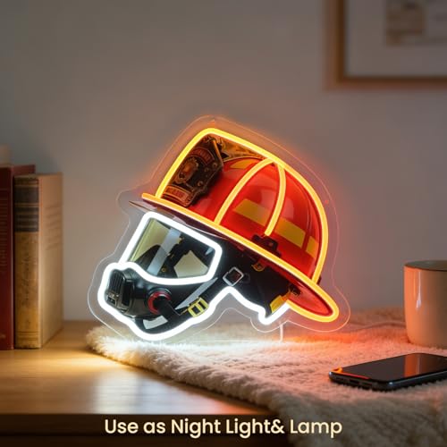 Welinly Firefighter Helmet LED Neon Sign - Fire Rescue Wall Decor (Vari: Firefighter)