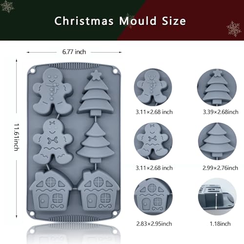Christmas Silicone Mold 6 Cavities Baking Cake Soap Candy Gingerbread Tree