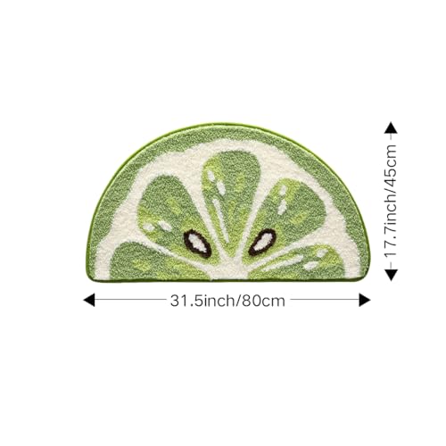 Lemon Fruit Half Round Bathroom Mat - Non-Slip Absorbent Floor Rug 45x80cm