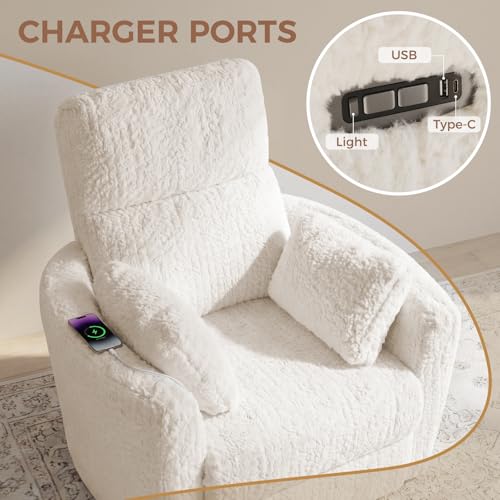 Power Swivel Glider Recliner with USB Charging and Night Light