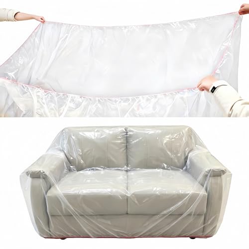 Clear Plastic Loveseat Cover with Elastic Band | Waterproof & Dustproof Protector for Moving