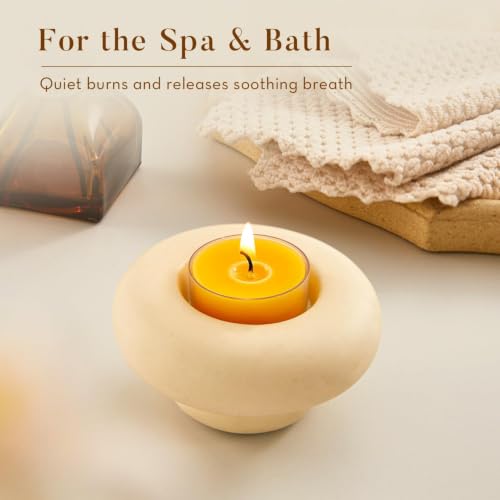 Ashlux 100 Pack Beeswax Tea Lights Candles Unscented 4H Burn Natural