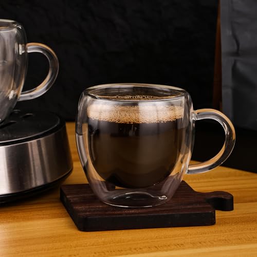 Wells 4-Pack 2.5oz Double Wall Insulated Espresso Cups Set - Clear Coffee Shot Glasses
