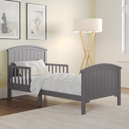 2-Piece Toddler Bed and Nightstand Set, Low-Profile Wood Bedroom Furniture