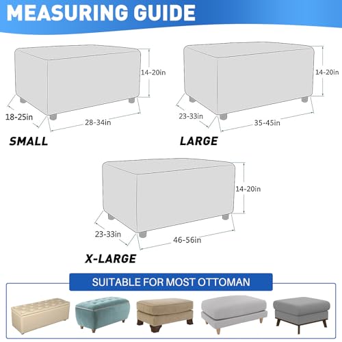 High Stretch Jacquard Ottoman Cover - Soft Rectangle Slipcover