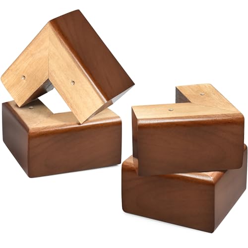 Solid Wood L-Shaped Furniture Legs - 3 Inch Bed Risers (4 Pack)