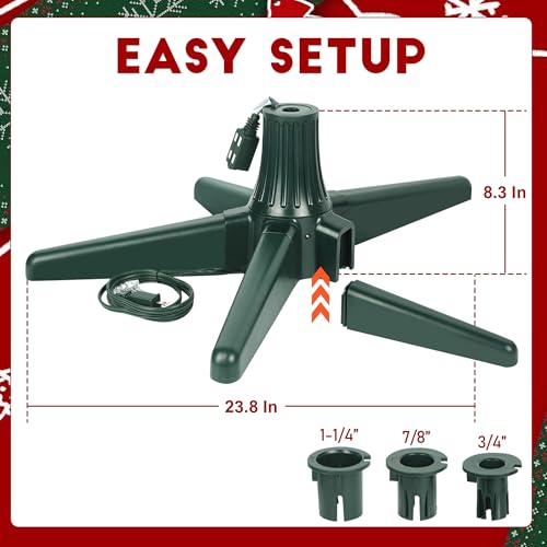 Blissun 360° Rotating Christmas Tree Stand with Remote Control, 7.5ft Fit, 23.8 Inch