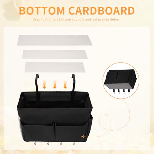 Bedside Caddy Organizer with 5 Pockets and 4 Hooks for Bunk Beds