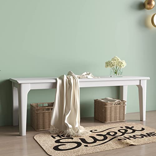 Solid Wood Dining Bench, 47-Inch White Entryway Bed End Stool