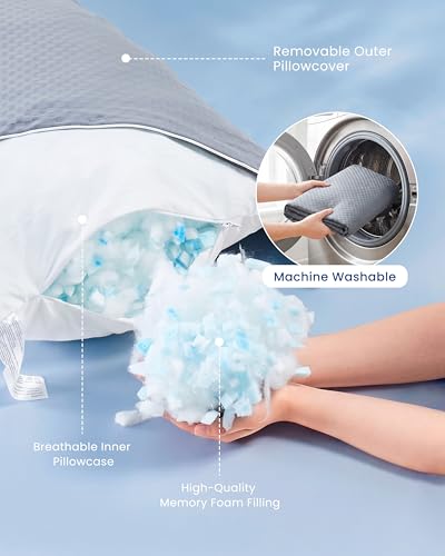 Cooling Body Pillow with Adjustable Blue Memory Foam - 20x54 Inch