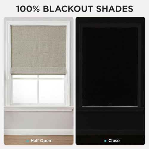 Cordless Linen Roman Shades 34" W x 75" H - Thermal Insulated Blackout