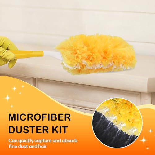 Heavy Duty Microfiber Duster Refills with Handle - 30 Count Cleaning Kit